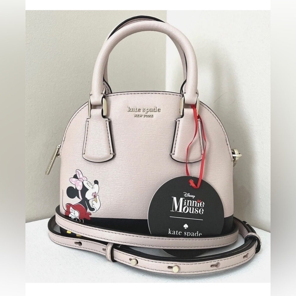 Kate Spade Disney Minnie Mouse Mini Dome Satchel Beige PXRUA716 Crossbody NWT FS
